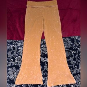 PINK Victoria's Secret Fold-over Flared Leggings in a Chic Tie-dyed Tan Color.